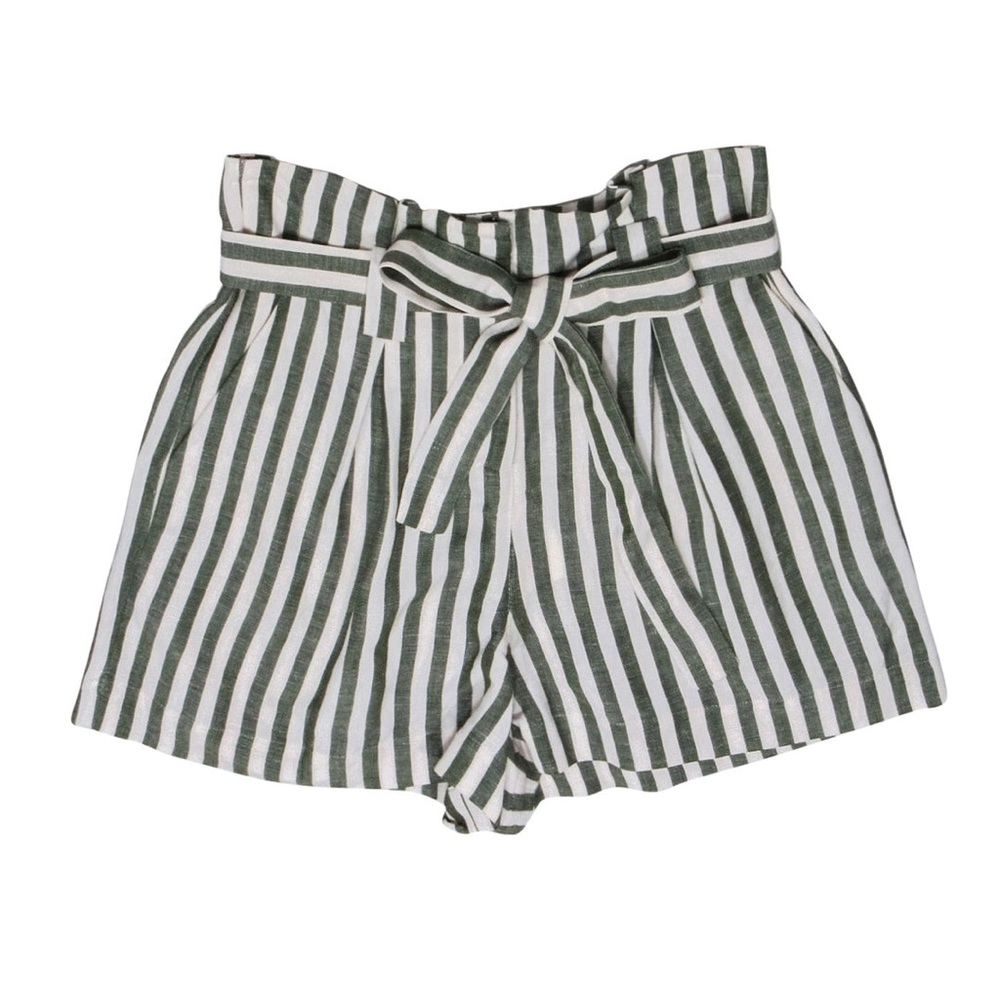 L’Agence - Olive Green Stripe Shorts NWOT
